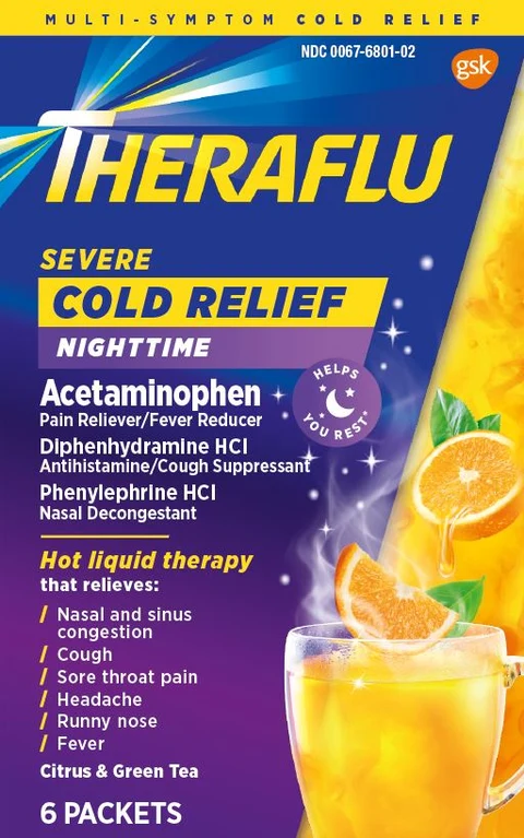 Theraflu Severe Cold relief Nighttime packaging