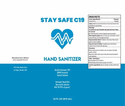 Stay Safe C19 Hand Sanitizer packaging