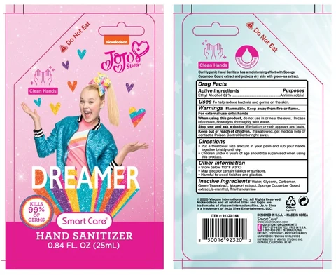 Jojo Siwa Hand Sanitizer 0.84 oz packaging
