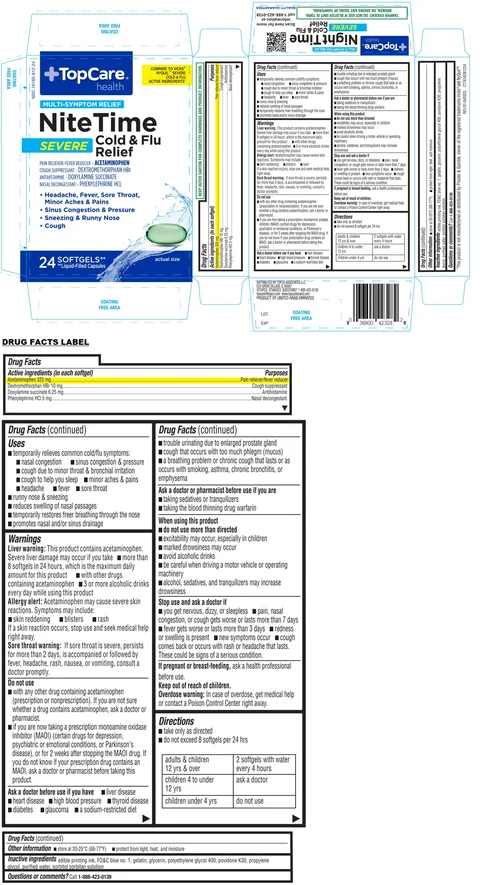 TopCare Nite Time SEVERE Cold and Flu packaging
