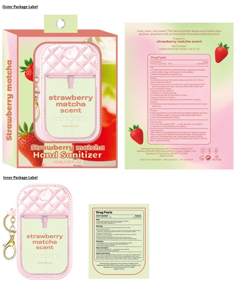 hand sanitizer strawberry matcha scent packaging