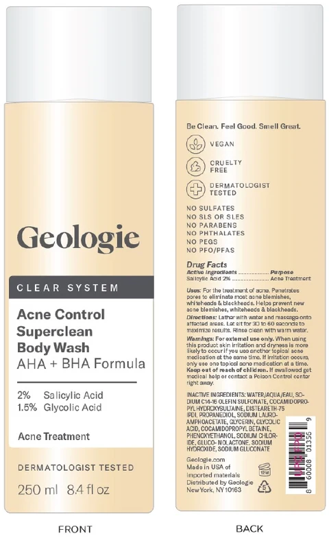 Acne Control Superclean Body WashAHA BHA Formula packaging