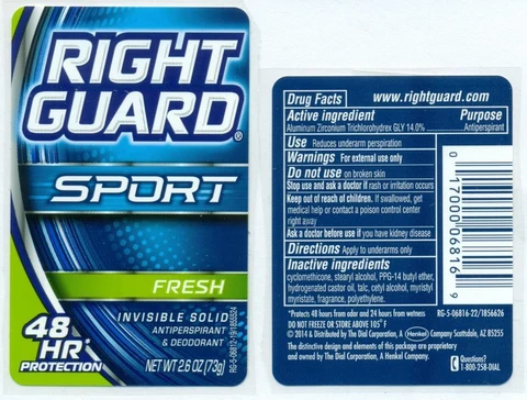 Right Guard Sport Fresh Invisible Solid Antiperspirant and Deodorant packaging