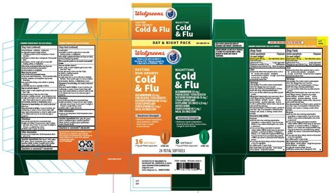 Walgreens Maximum Strength Non Drowsy Day and Night Cold and Flu packaging