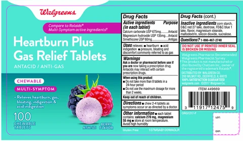 Heartburn Plus Gas Relief Chewable Multi Symptom packaging