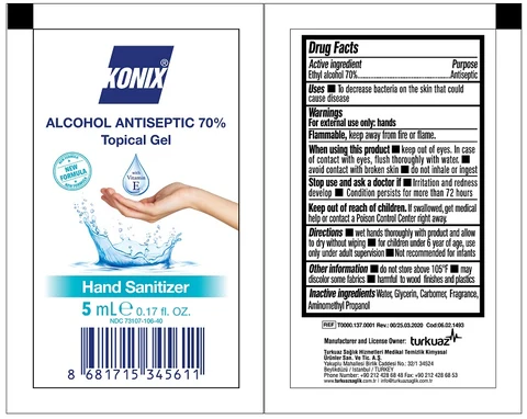 Konix %70 hand sanitizer gel 5 ml