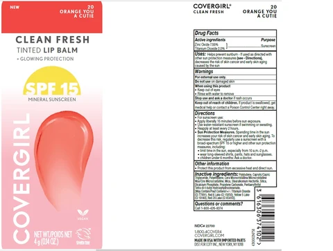 Covergirl Clean Fresh Tinted Lip Balm Glowing Protection SPF 15 Mineral Sunscreen - All shades 포장