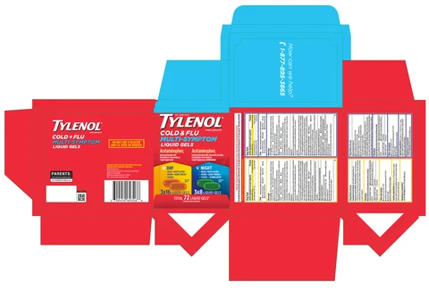 TYLENOL Cold Plus Flu Multi-Symptom Liquid Gels Day Plus Night 포장