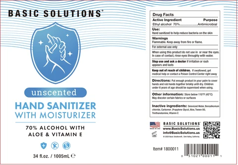 Basic Solutions Hand sanitizer with moisturizer 34 oz unscented 포장