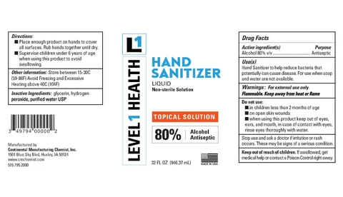 Level 1 Health Hand Sanitizer Liquid Non-sterile Solution packaging