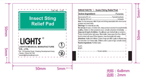 LIGHTS Insect Sting Relief Pad packaging