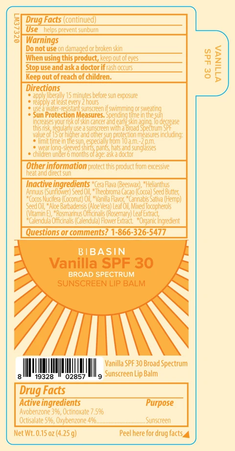 Basin Vanilla SPF 30 Broad Spectrum Sunscreen Lip BalmSPF 30 포장