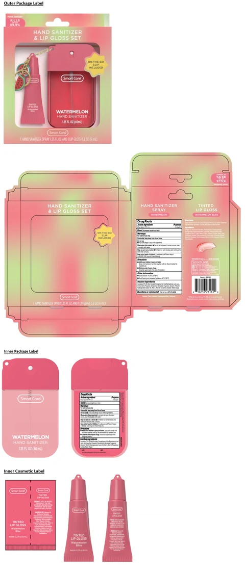 Smart Care WATERMELON HAND SANITIZER AND LIP GLOSS SET 포장