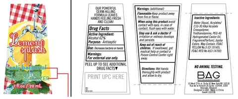 Lemon splash anti-bacterial SCENTED HAND SANITIZER packaging