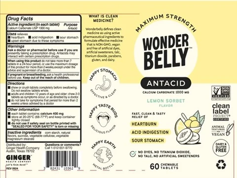 Wonderbelly Maximum Strength Antacid packaging