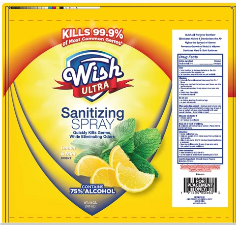 WISH ULTRA ALCOHOL SANITIZINGLEMON AND MINT packaging