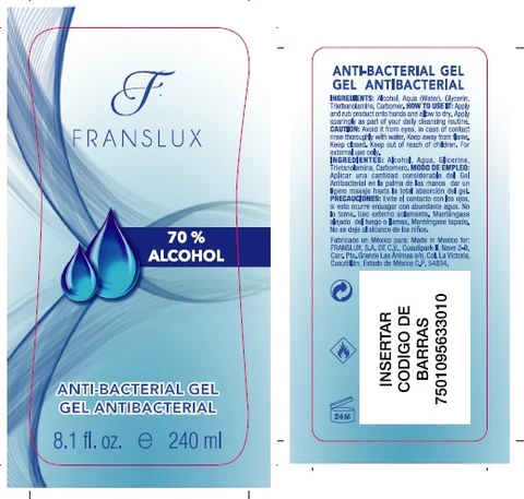 Hand Sanitizer Franslux packaging