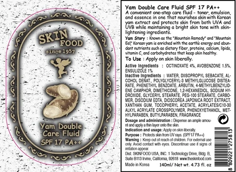 YAM DOUBLE CARE FLUIDSPF17 PA Plus Plus packaging