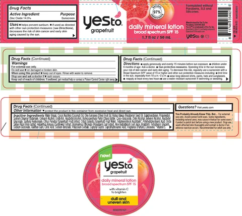 Yes Grapefruit Daily Mineral Broad Spectrum SPF-15 packaging