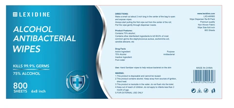 LEXIDINE ALCOHOL ANTIBACTERIAL WIPES packaging