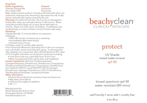 UV Shade tinted matte mineral SPF 40 포장