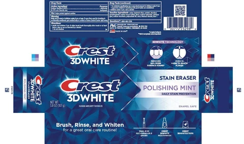 Crest 3D WhiteStain Eraser Daily Stain Prevention Polishing Mint 포장