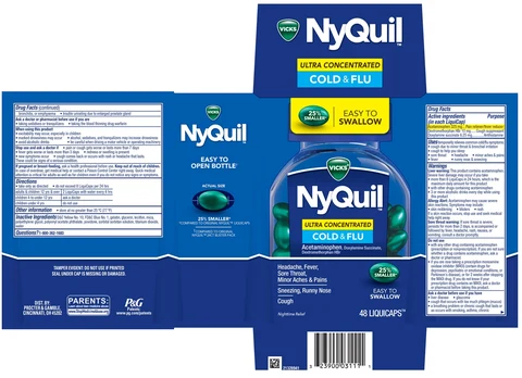 Vicks NyQuilULTRA CONCENTRATED COLD and FLU 포장