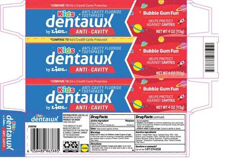 dentalux Kids ANTI-CAVITY FLUORIDE Bubble Gum packaging