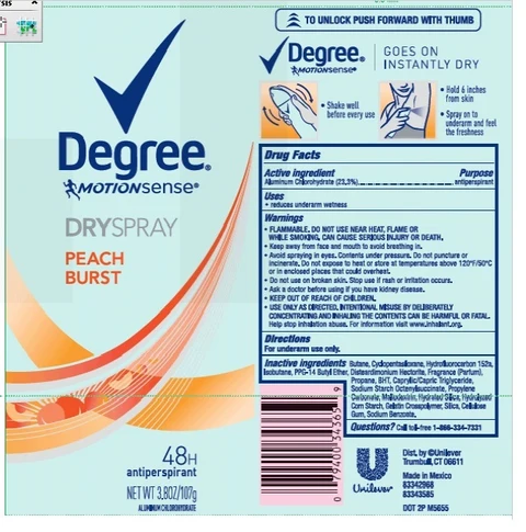 Degree Peach Burst Antiperspirant 포장