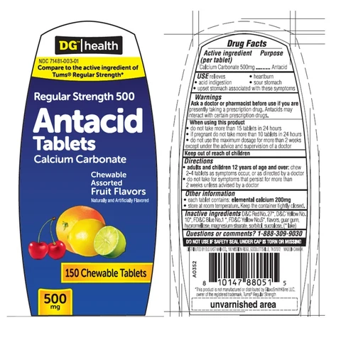 DGH Antacid Regular Strength 500 (Fruit assorted), 150ct 포장