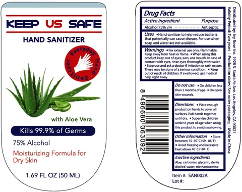 75% Alcohol Hand Sanitizer With Aloe Vera 포장