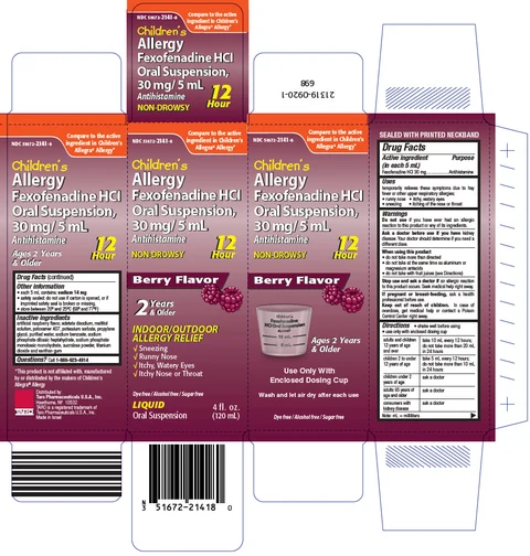 Childrens Fexofenadine Hydrochloride Allergy packaging