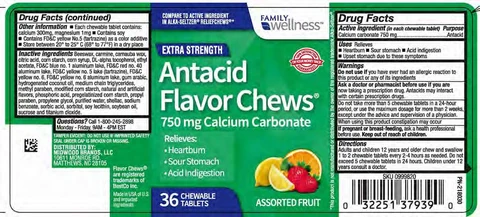 Antacid Fruit Flavor Chews 포장