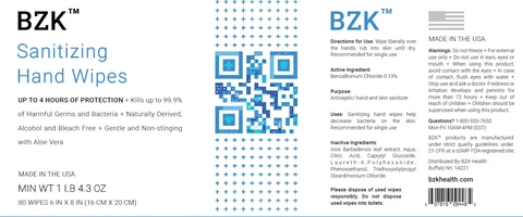 BZK Sanitizing Hand Wipes 포장
