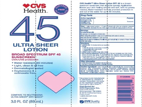 CVS Health Ultra Sheer Broad Spectrum SPF 45 Sunscreen 포장