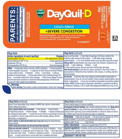 Vicks DayQuil-D COLD and SINUS plus SEVERE CONGESTION 포장