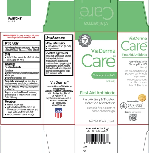 ViaDerma Care Tetracycline HCl First Aid Antibiotic 포장