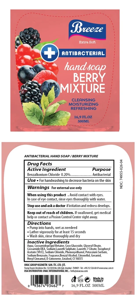 Breeze ANTIBACTERIAL handsoap BERRY MIXTURE packaging