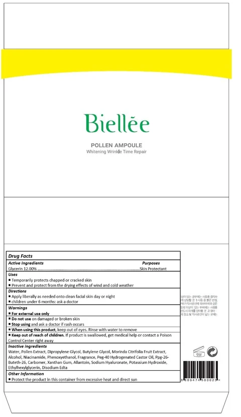 Biellee Pollen Whitening Wrinkle Time Repair Ampoule 포장
