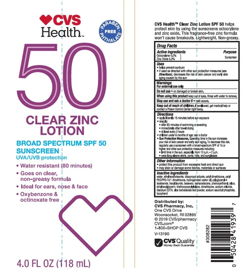 CVS Health 50 Clear Zinc Broad Spectrum SPF 50 Sunscreen packaging