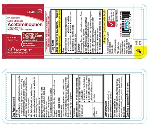 Leader Extra Strength Acetaminophen packaging