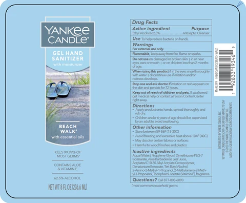 YANKEE CANDLE HAND SANITIZER with moisturizer Beach Walk packaging