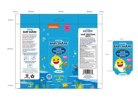 BABY SHARK ANTIBACTERIAL HAND SANITIZING WIPES 포장