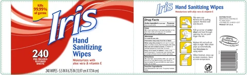 Iris Hand Sanitizing Wipes 포장