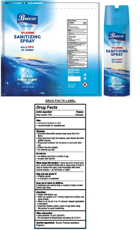BREEZE SANITIZING OCEAN FRESH SCENT 포장