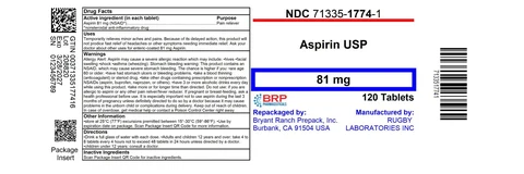Aspirin 81 mg 포장