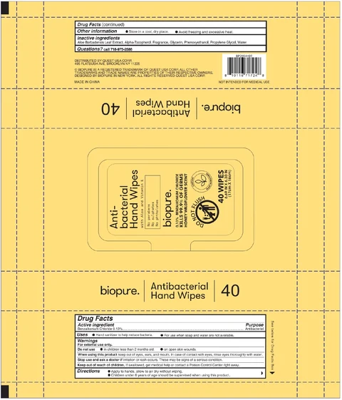 Biopure Anti-bacterial Hand Wipes Honey Wildflower Scent 포장