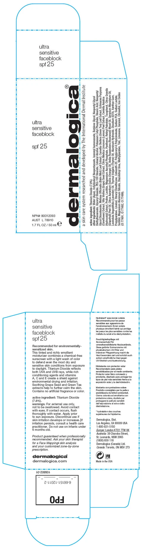 Ultra Sensitive Faceblock SPF 25 포장