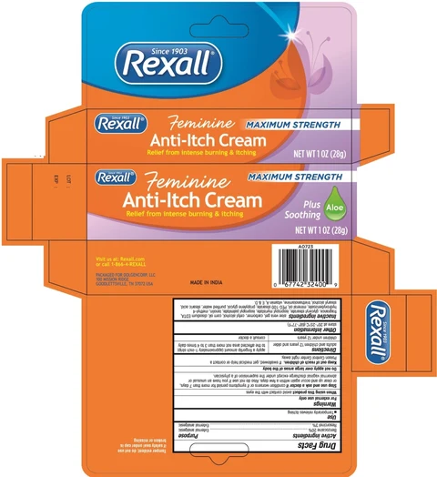 REXALL FEMININE MAXIMUM STRENGTH ANTI-ITCH 포장
