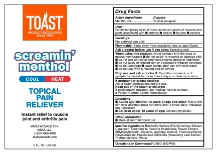 Toast Screamin Menthol packaging